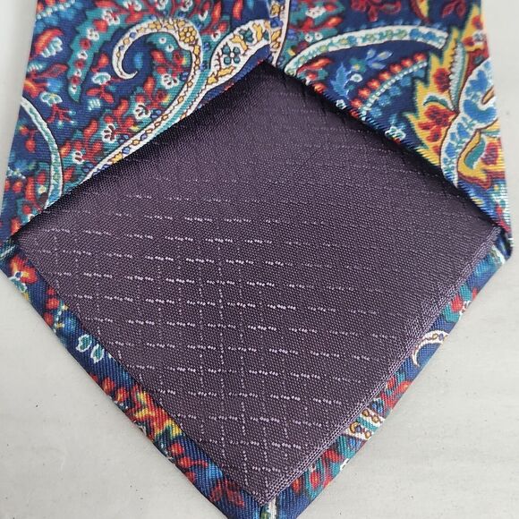 Christian Dior Tie Designer Necktie Paisley bright‎ feather artsy 100% Silk - Picture 6 of 8